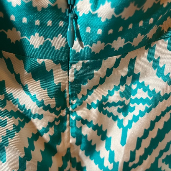 Milly Of New York Silk Dress Backless Chain Halter Sz 10 In Aqua Teal White - Picture 8 of 12